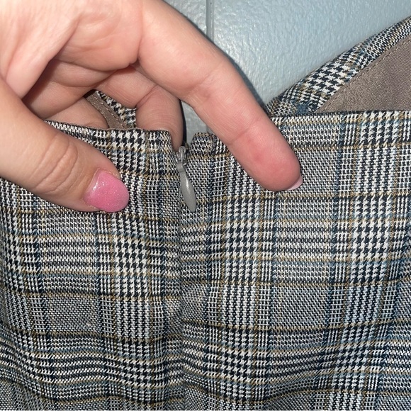Molly Green Gray Plaid Mini Dress Medium - Picture 8 of 10